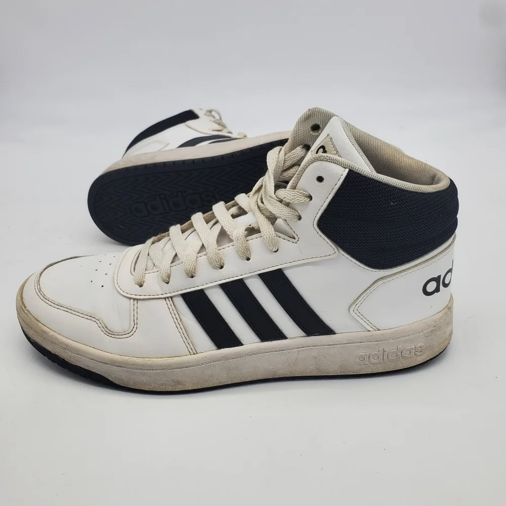 Adidas Shoe Mens 10.5 Neo Hoops 2.0 BB7208 White Black Casual Sneakers